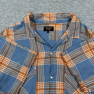Seager Shirt Mens XXL Western Pearl Snap Multi Plaid Linen Blend Short Sleeve